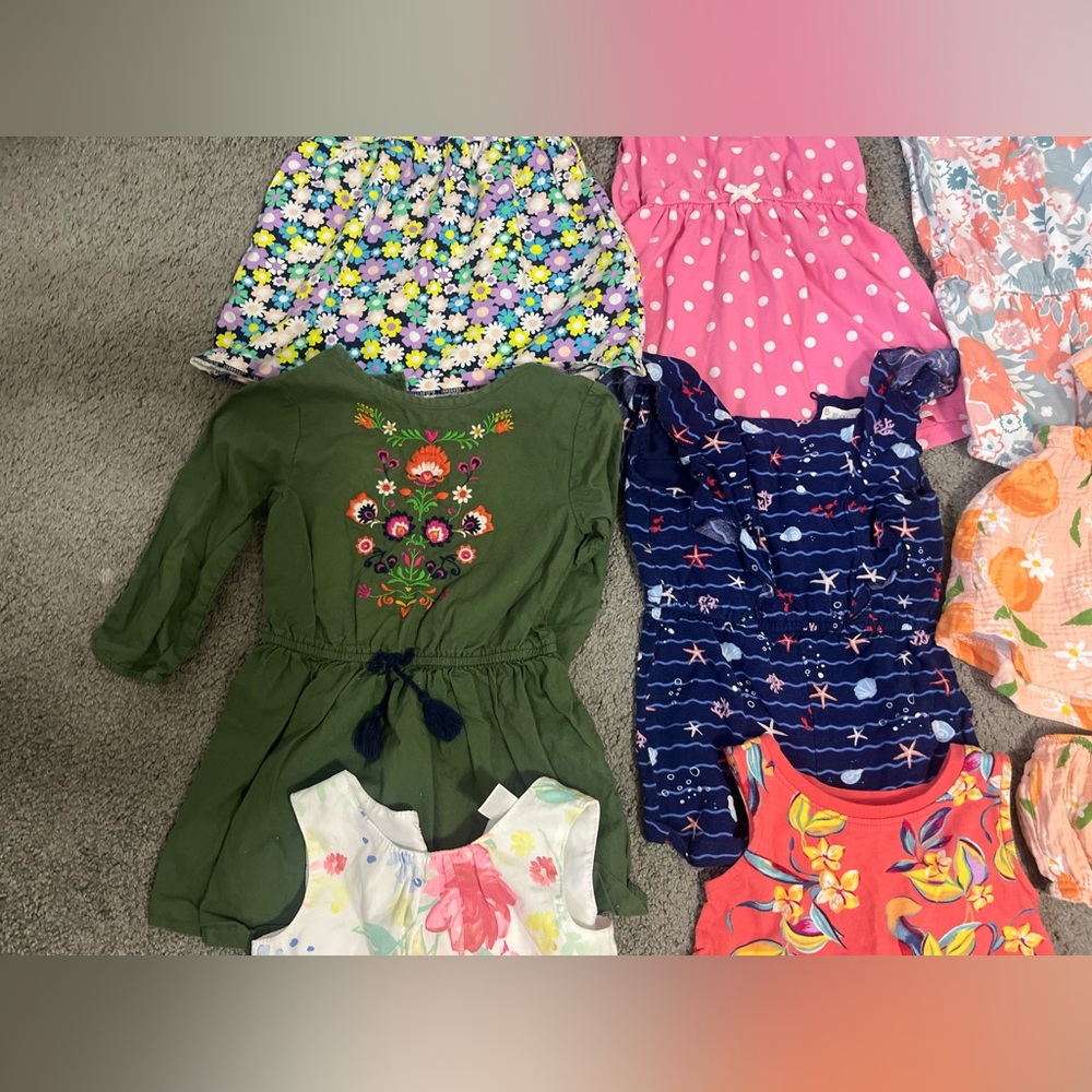 Girls/Youth/toddler 11 piece Summer Dress & Romper Lot 12 to 24 months - Picture 6 of 7